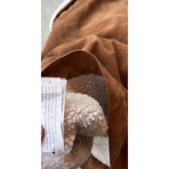 Ashley Sunrise Collection Tan Coruroy Sherpa Trucker Jacket XL Barn Coat Chores - Picture 11 of 12